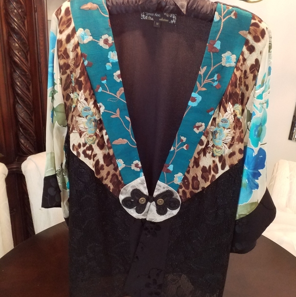 NEW SPENCER ALEXIS 1X SILK BLEND TURQ LEOPARD  EMB - Picture 4 of 8